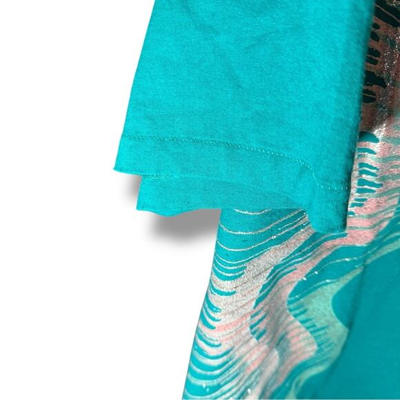 Vintage 80s Hanes Fifty-Fifty Abstract Silver Foil Graphic T Shirt Large - Picture 2 of 6